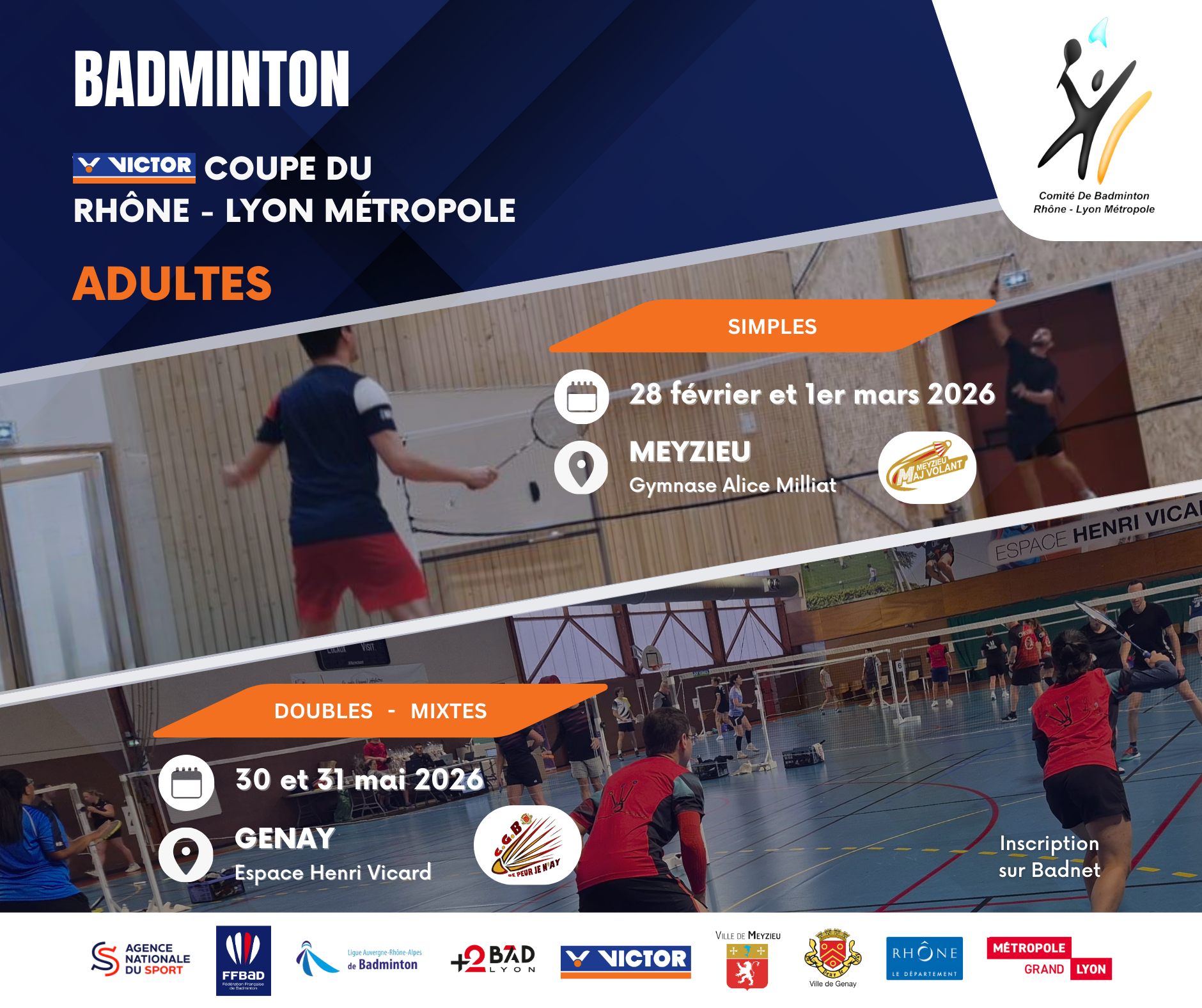 VICTOR Coupe du Rhône - Lyon Métropole Adultes - Simple | 28 février et 1er mars 2026 | MEYZIEU